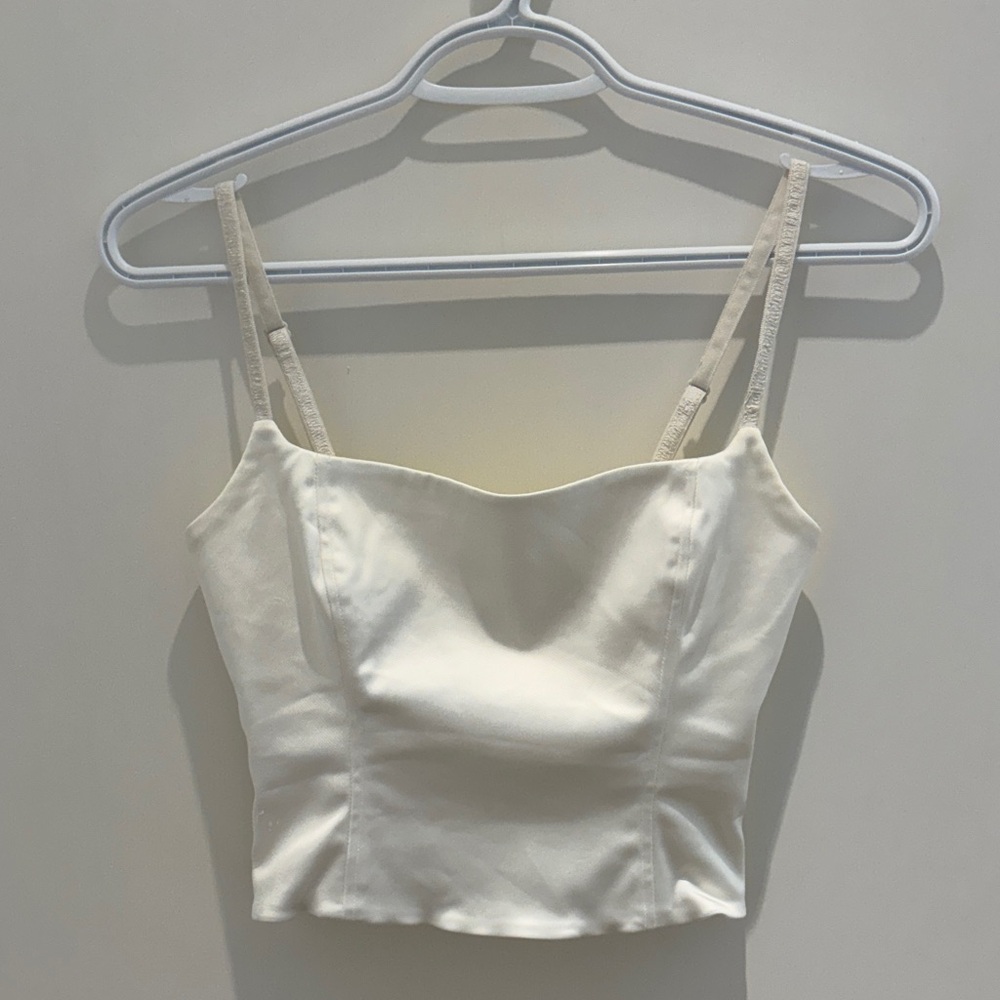Aritzia Wilfred White Satin Bustier Top